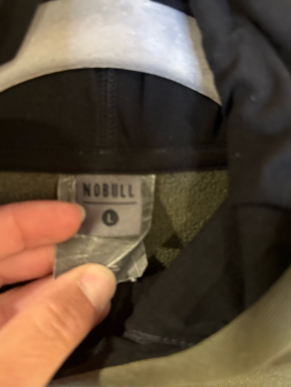 NOBULL Olive Green Men's Hooded Pullover with Black Logo - Picture 2 of 5